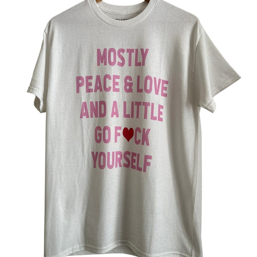 UNTAMEDEGO Mostly Peace & Love Graphic Tee‎ 😇🔥 Size M Oversized NWOT